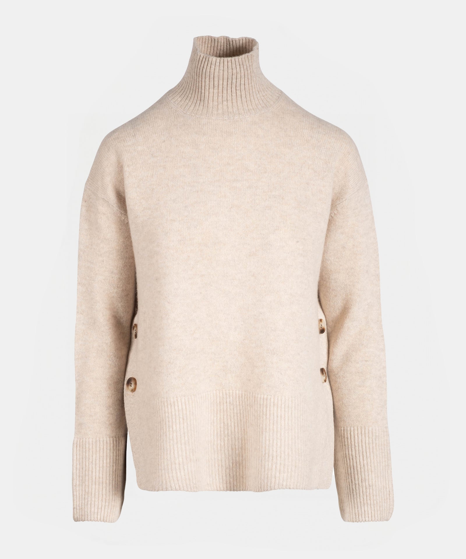 Cashmere Side-Button Turtleneck