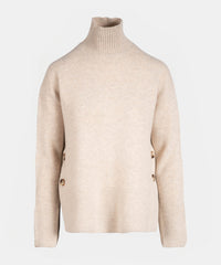 Cashmere Side-Button Turtleneck