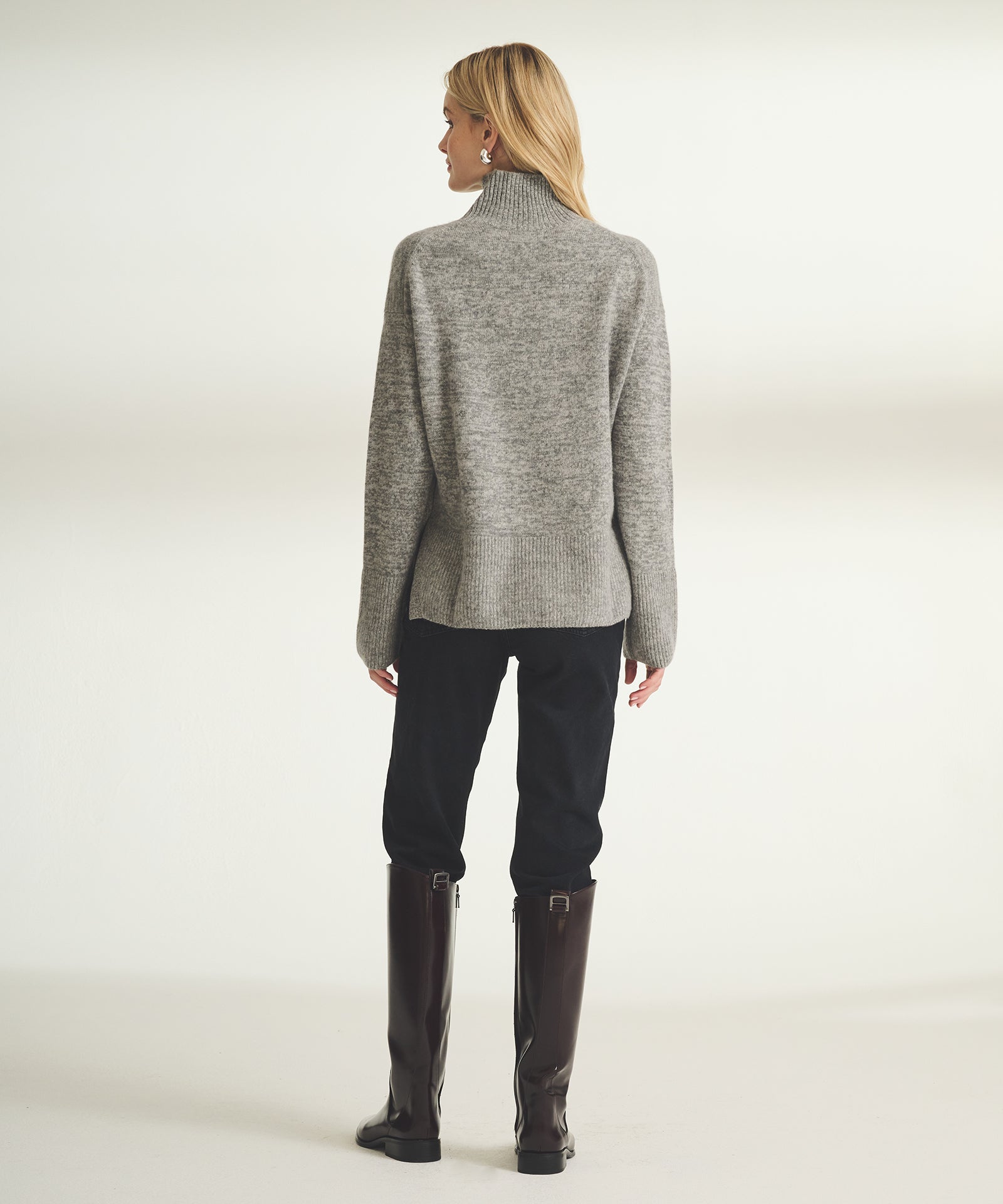 Cashmere Side-Button Turtleneck