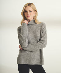 Cashmere Side-Button Turtleneck