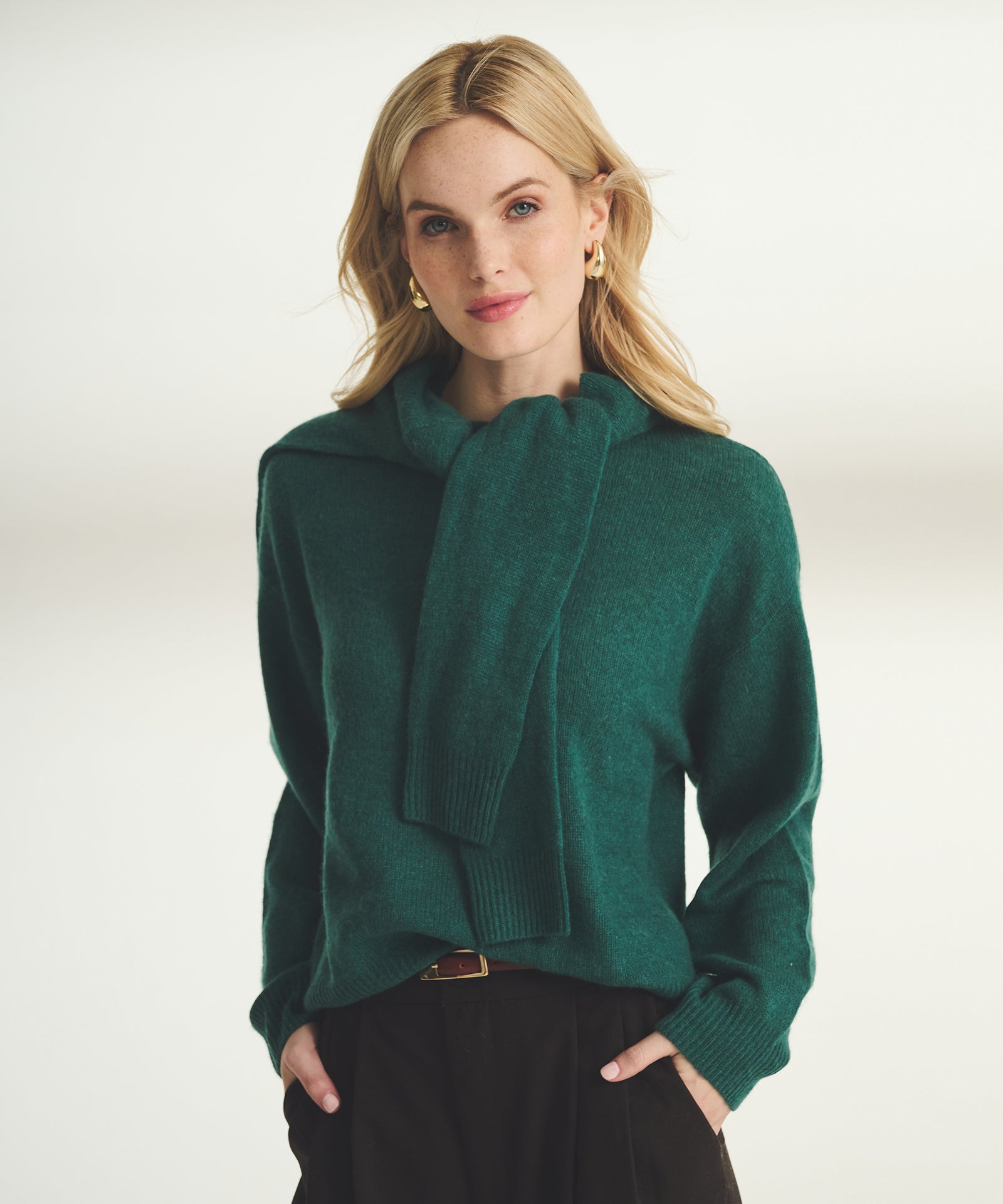 Featherweight Cashmere Layered Crewneck Sweater