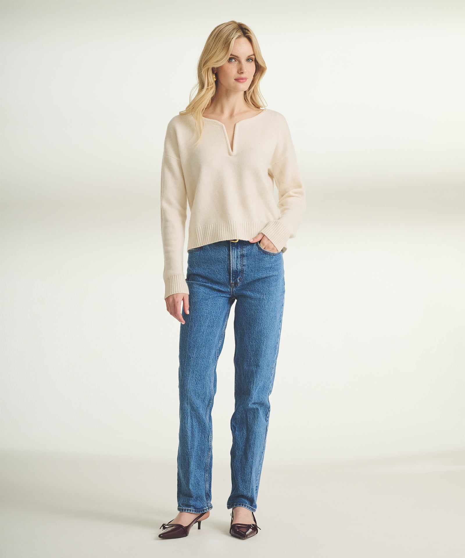 Luxe Cashmere V-Wire Sweater