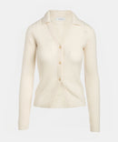 Cashmere Ribbed Collared Cardigan