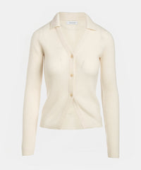 Cashmere Ribbed Collared Cardigan