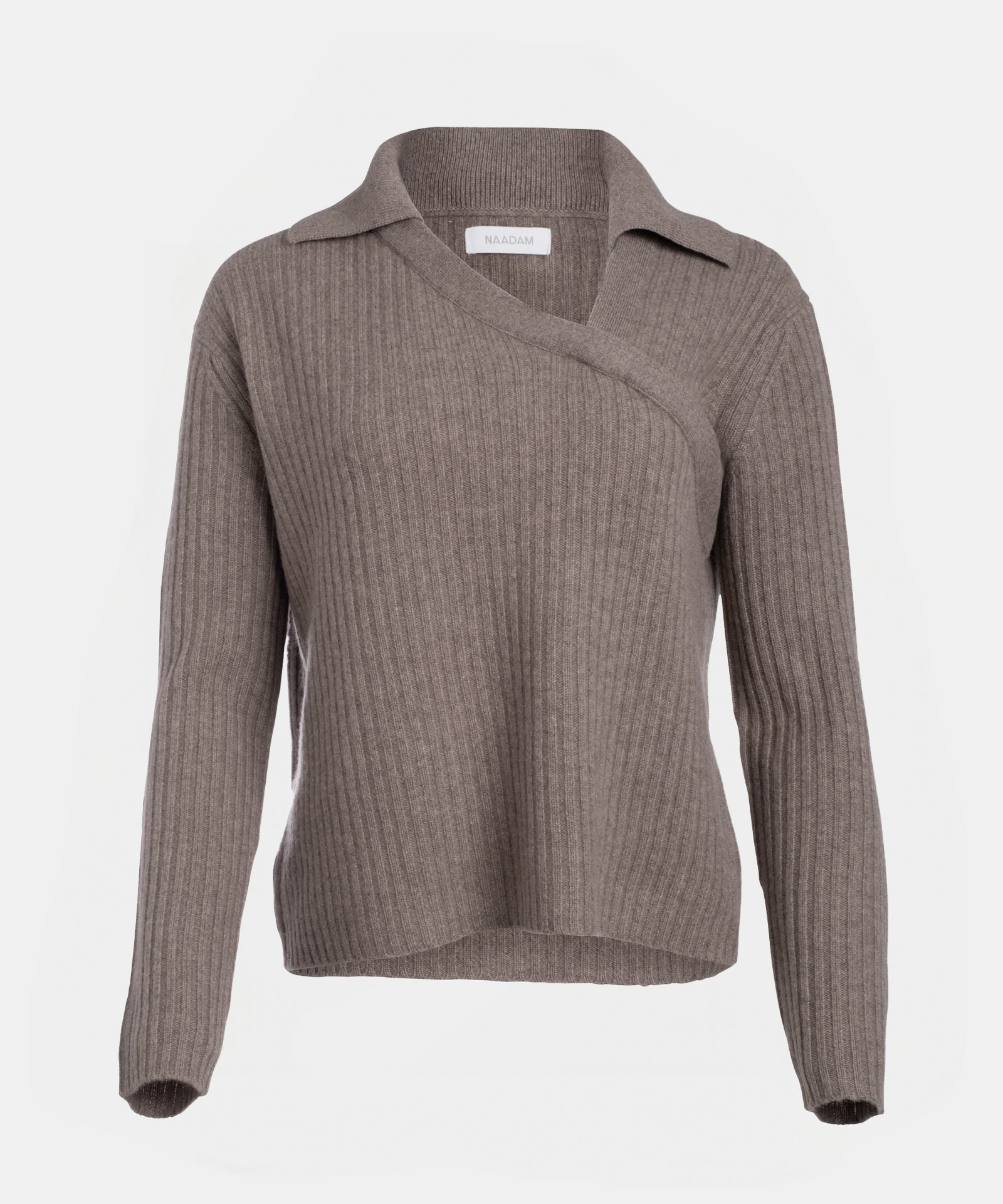 Cashmere Ribbed Asymmetrical Polo