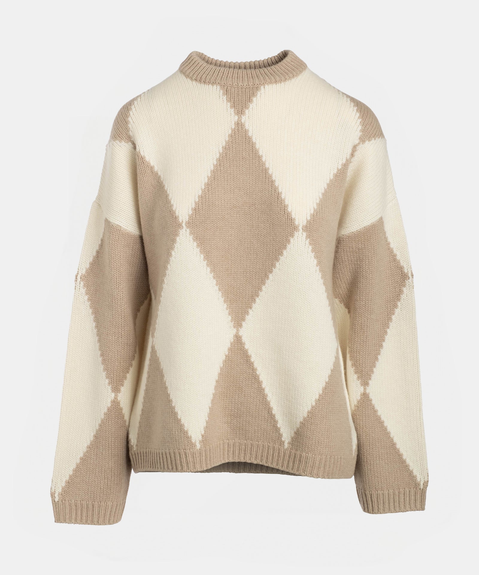 Luxe Cashmino Diamond Intarsia Crewneck