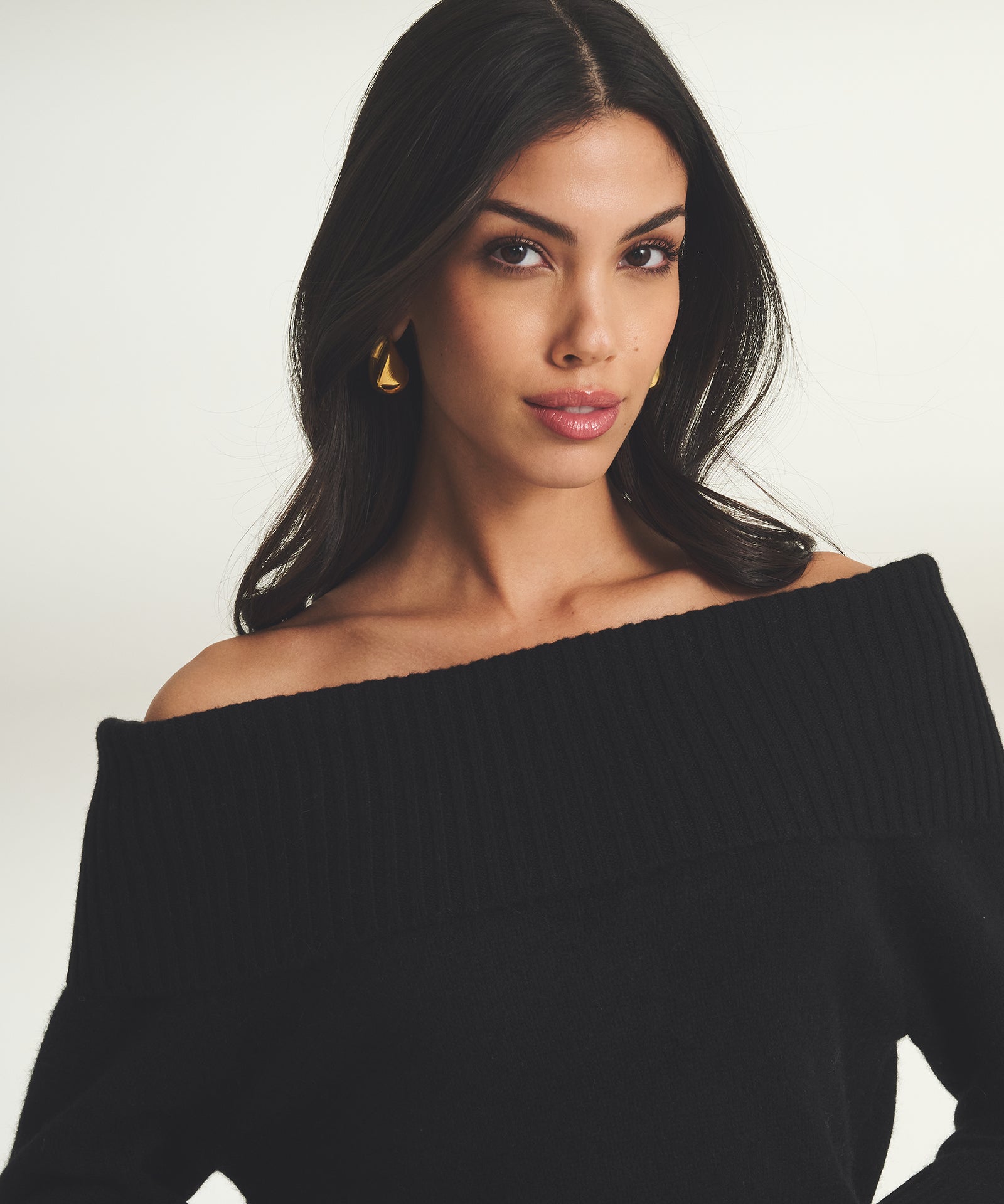 Super Luxe Cashmere Off the Shoulder Top