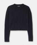 Lightweight Cashmere Ribbed Cropped Sweater