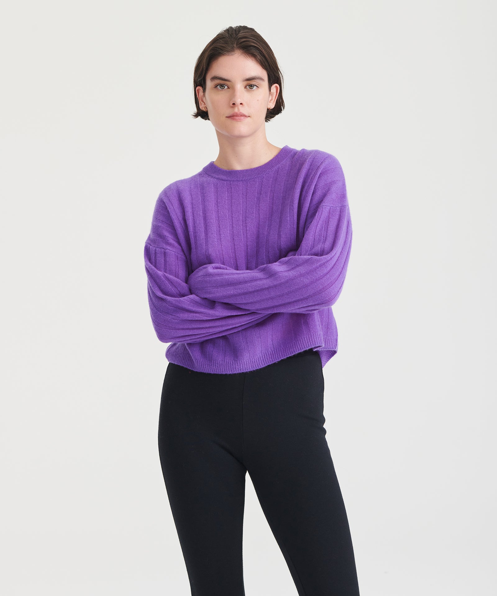 Lightweight Cashmere Ribbed Cropped Sweater