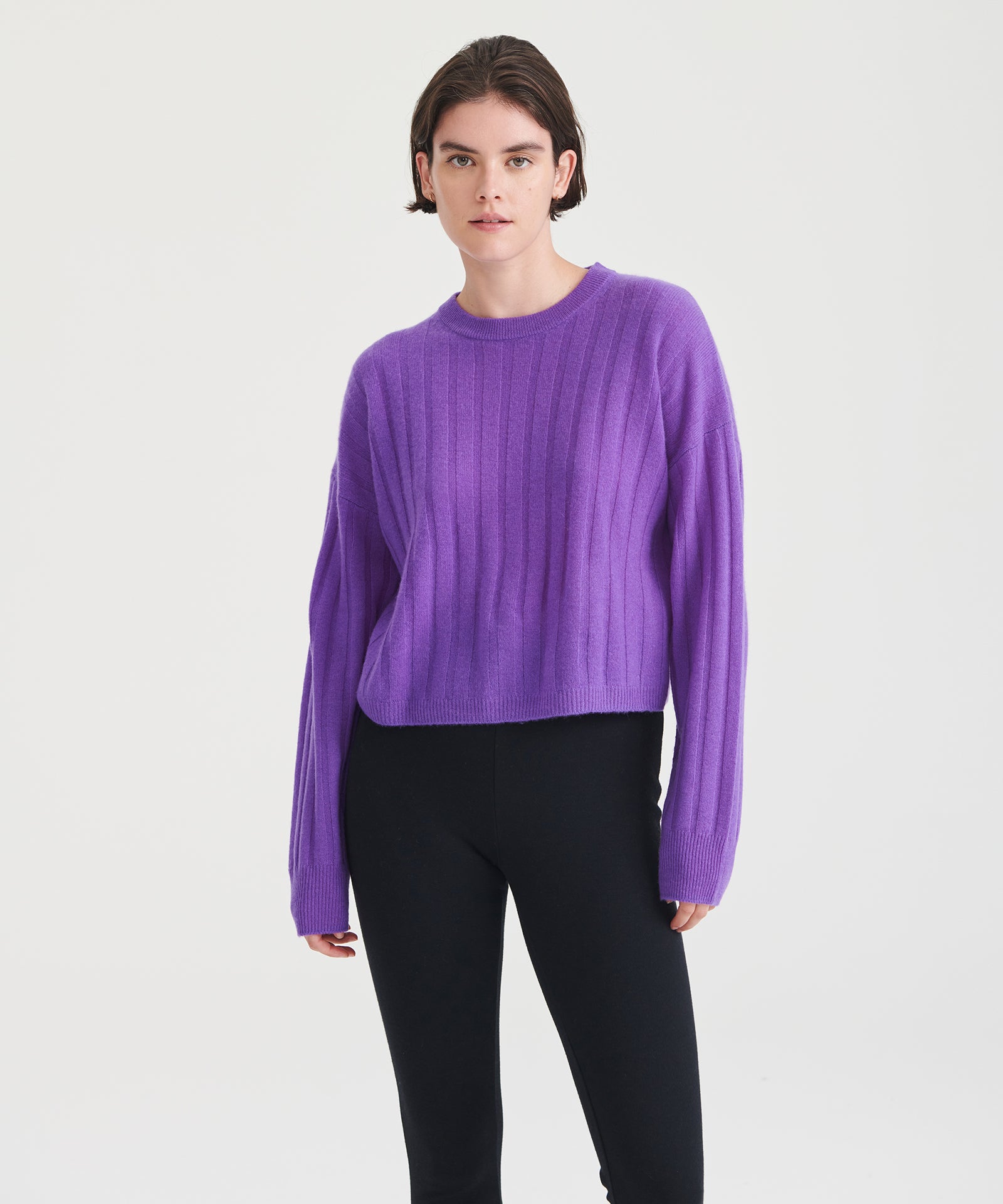 Lightweight Cashmere Ribbed Cropped Sweater