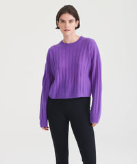 Lightweight Cashmere Ribbed Cropped Sweater