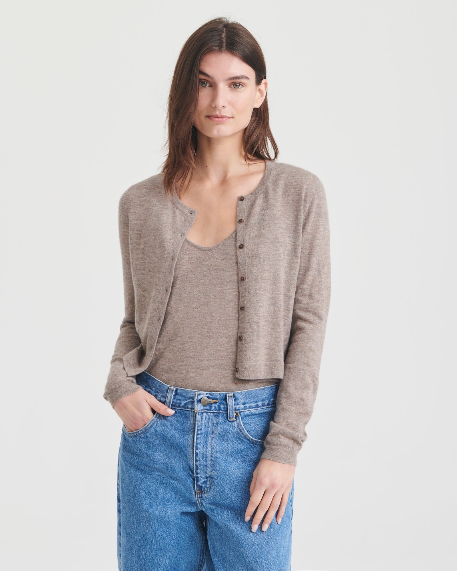 Fancy Cashmere Cropped Cardigan