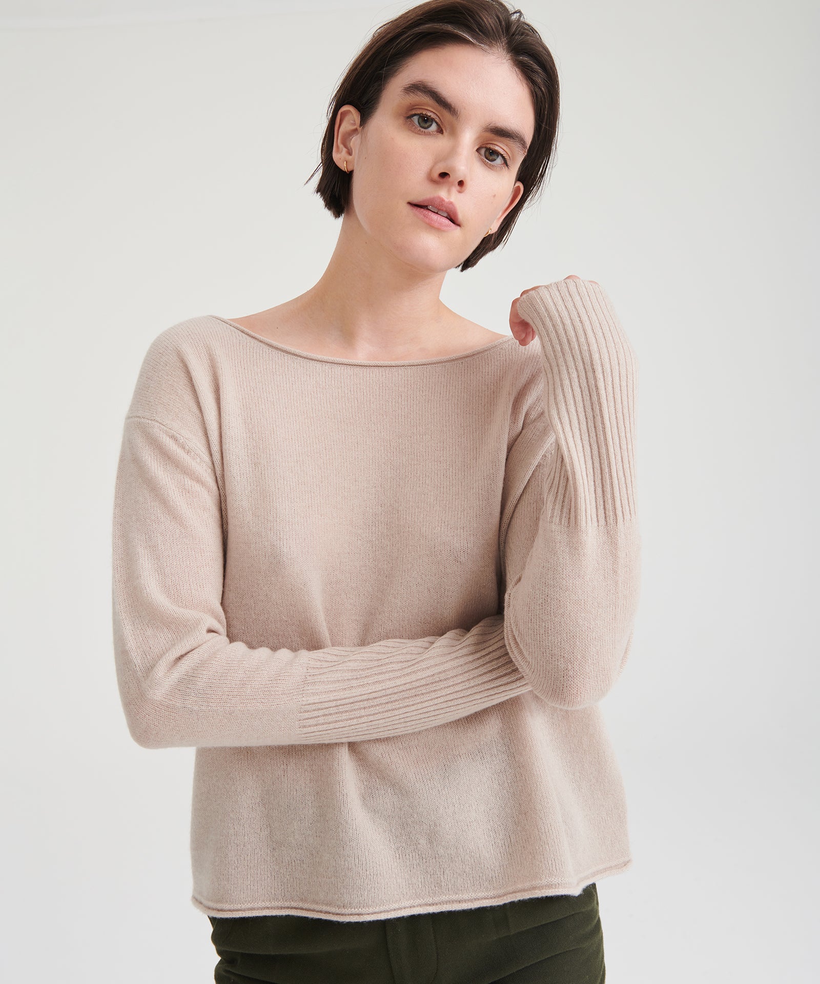 Lightweight Cashmere Boatneck Sweater