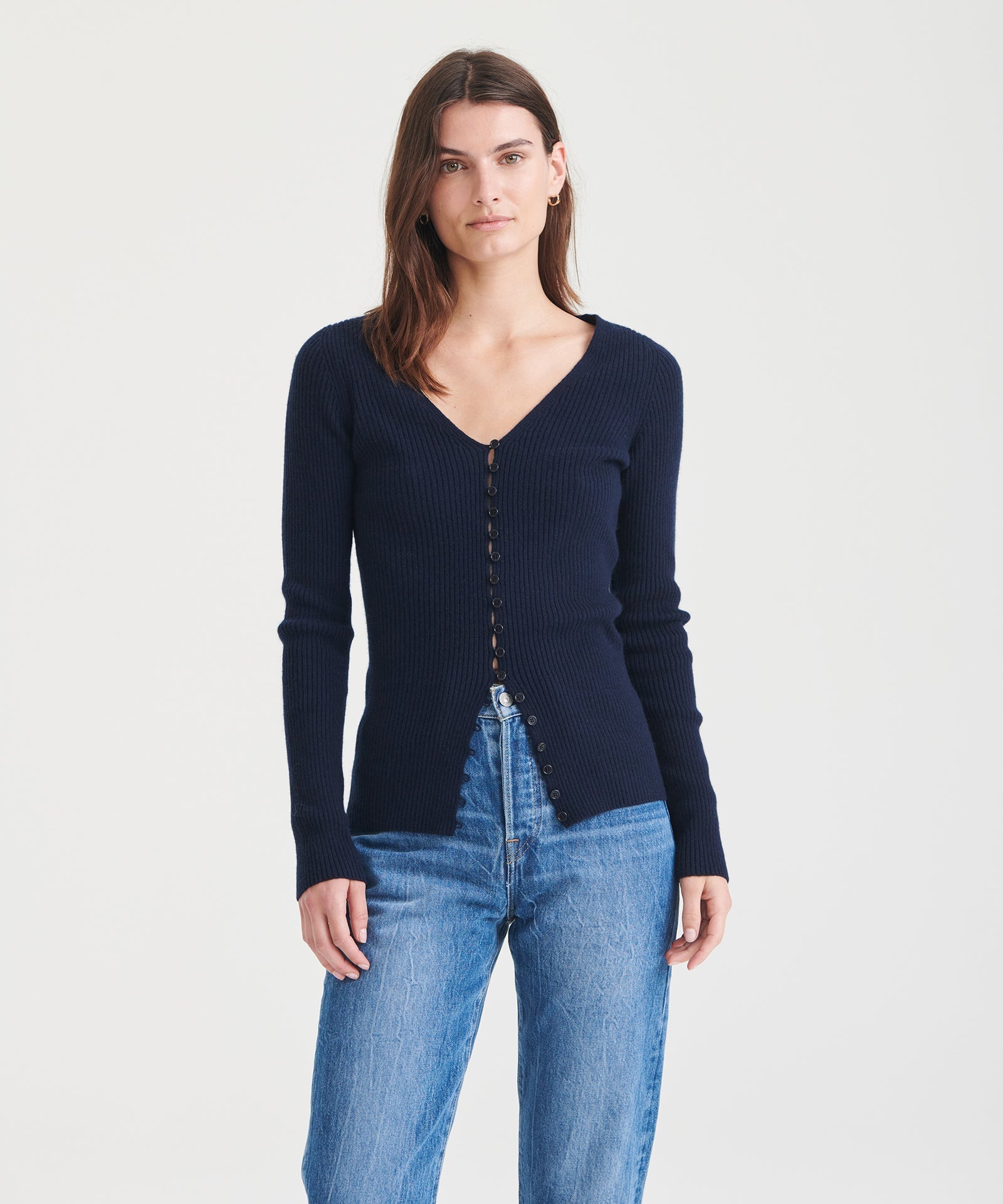 Signature Cashmere Button-Loop Cardigan