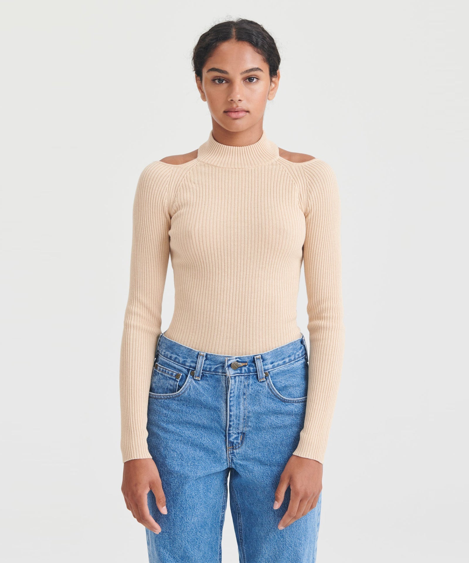 Silk Cashmere Cutout Turtleneck