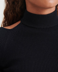 Silk Cashmere Cutout Turtleneck