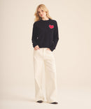 Signature Cashmere Embroidered Heart Sweater