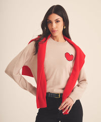 Signature Cashmere Embroidered Heart Sweater