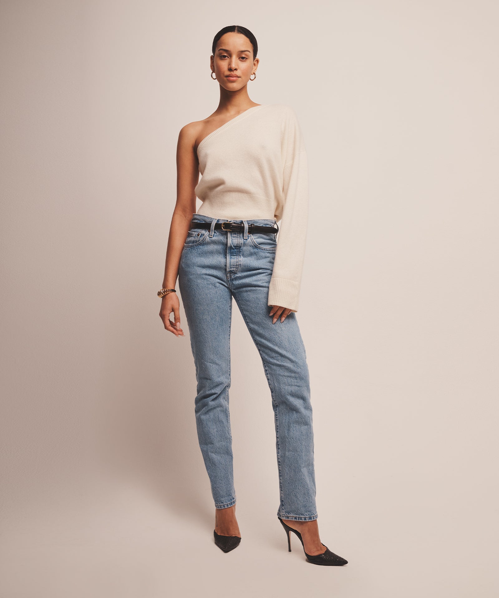 Signature Cashmere One Shoulder Sweater