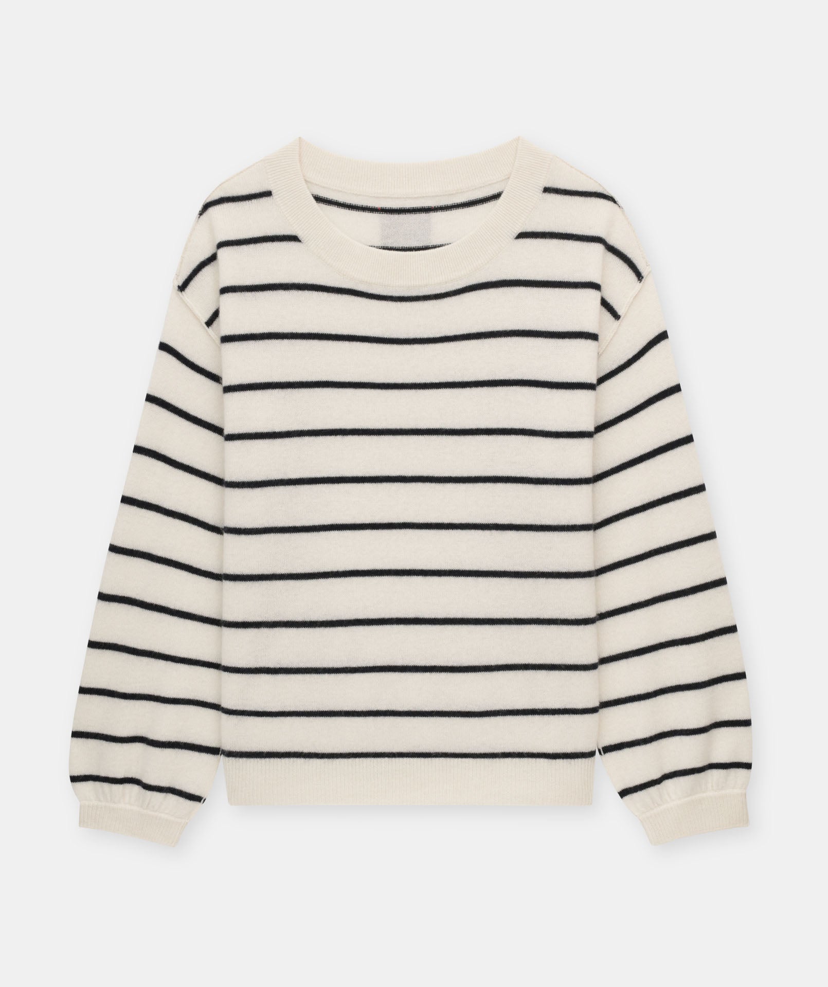 Lightweight Reversible Cashmere Striped Wide Neck Sweater