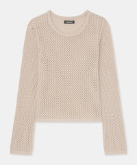 Textured Crochet Crewneck Sweater