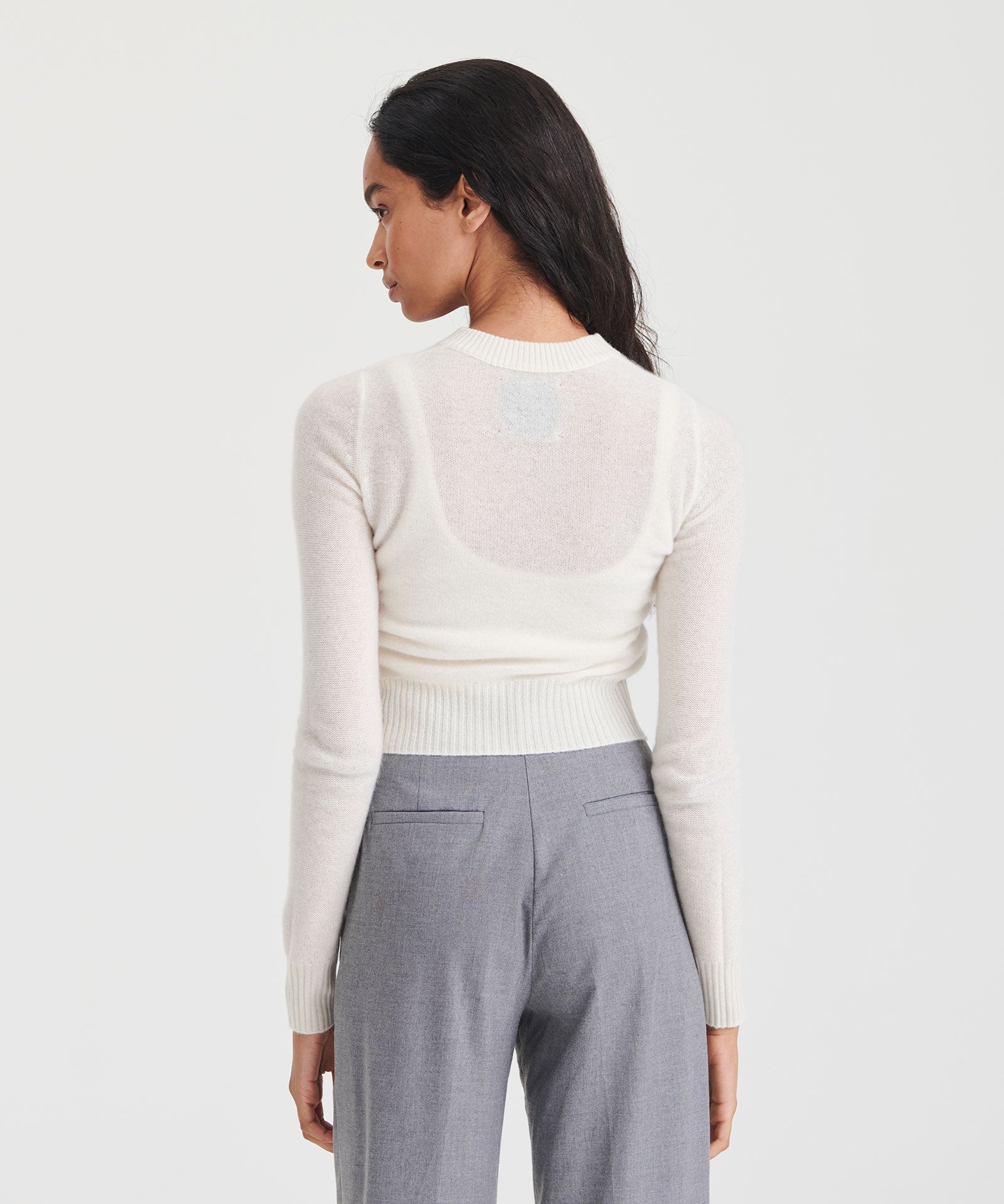 Lightweight Reversible Cropped Crewneck Sweater