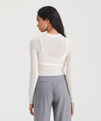 Lightweight Reversible Cropped Crewneck Sweater