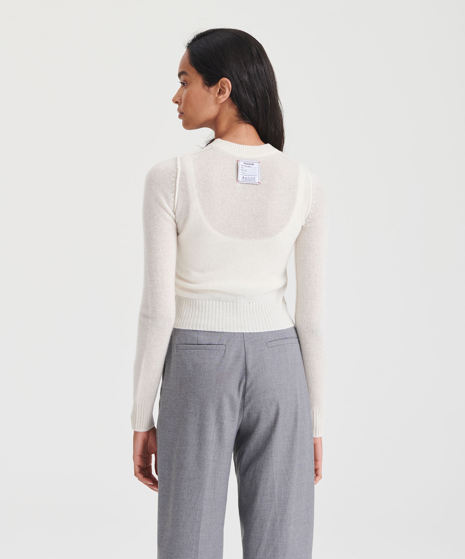 Lightweight Reversible Cropped Crewneck Sweater