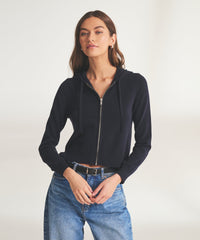 Signature Cashmere Cropped Zip Up Hoodie