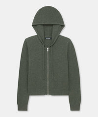 Signature Cashmere Cropped Zip Up Hoodie