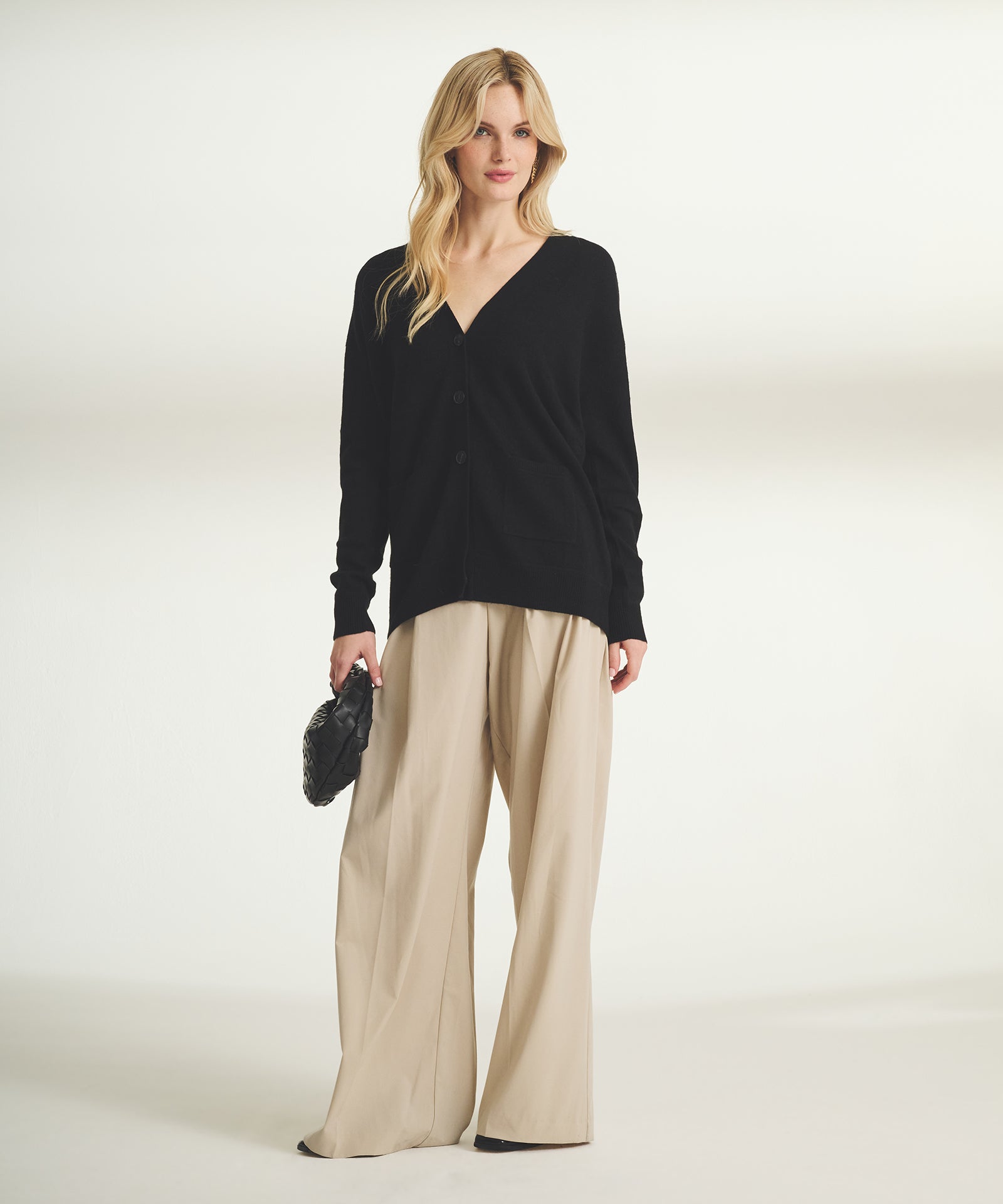 Cashmere Drop Shoulder V-Neck Cardigan