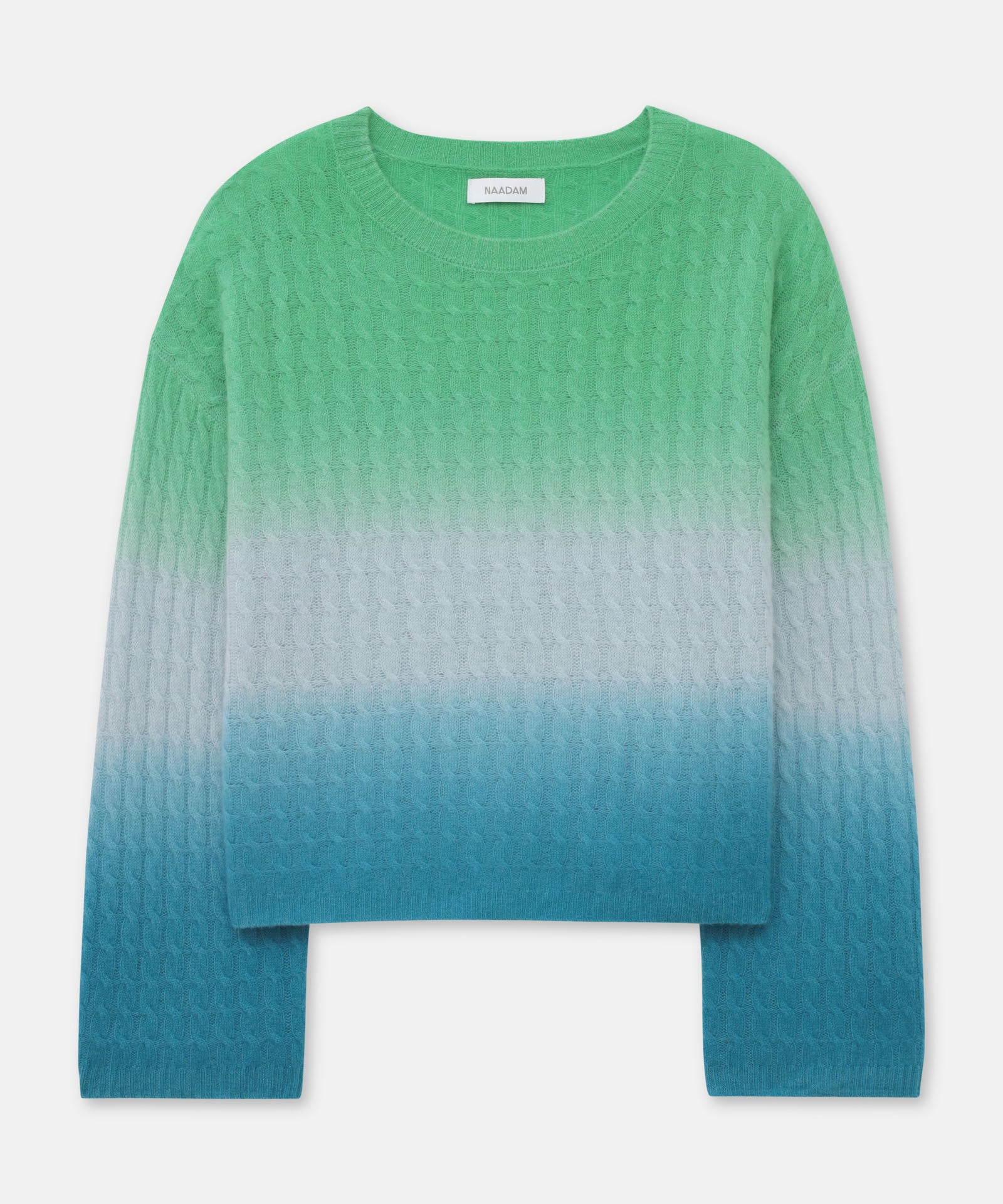 Novelty Cashmere Dip Dye Cable Crew