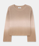 Novelty Cashmere Dip Dye Cable Crew